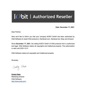aioex gmbh serialcart.de authorized reseller of iobit